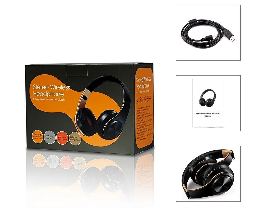 Gold Wireless Bluetooth Headphones with Built-in Mic – Universal for Android & iOS | MyPhoneAura