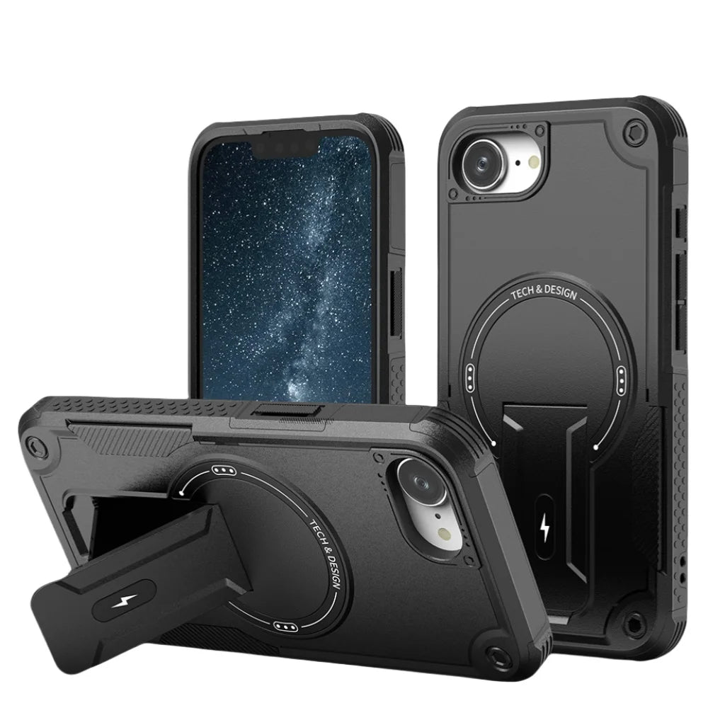 MyPhoneAura Armor Shockproof Case with Stand for iPhone 12–17 Series (Pro, Pro Max, Plus, Air)