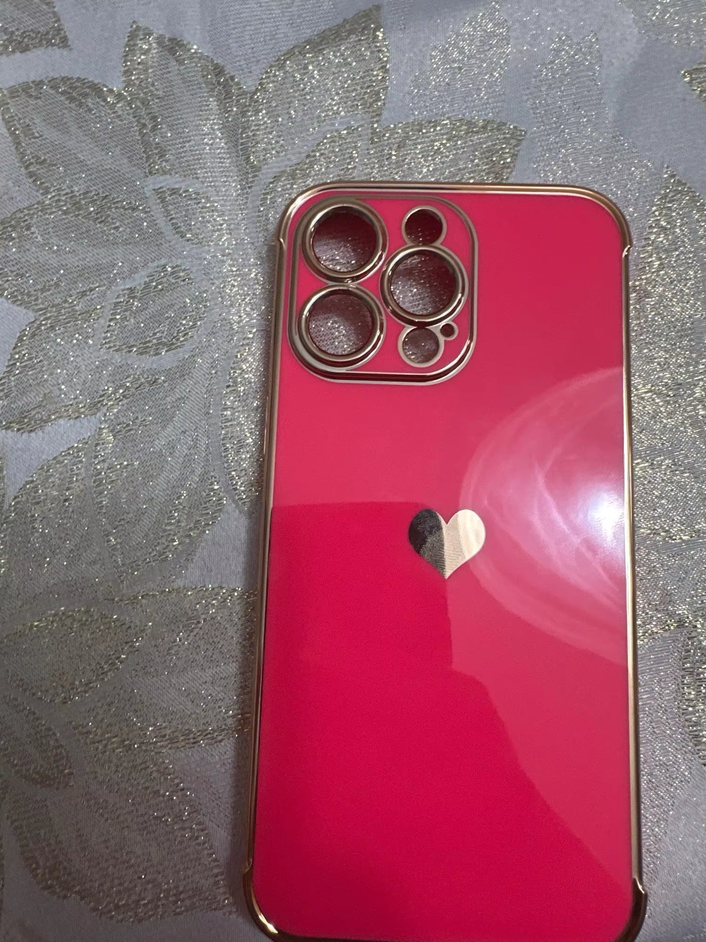 Electroplated Love Heart Case – iPhone 11–16 Series | MyPhoneAura