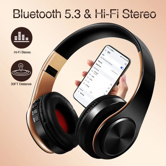Gold Wireless Bluetooth Headphones with Built-in Mic – Universal for Android & iOS | MyPhoneAura