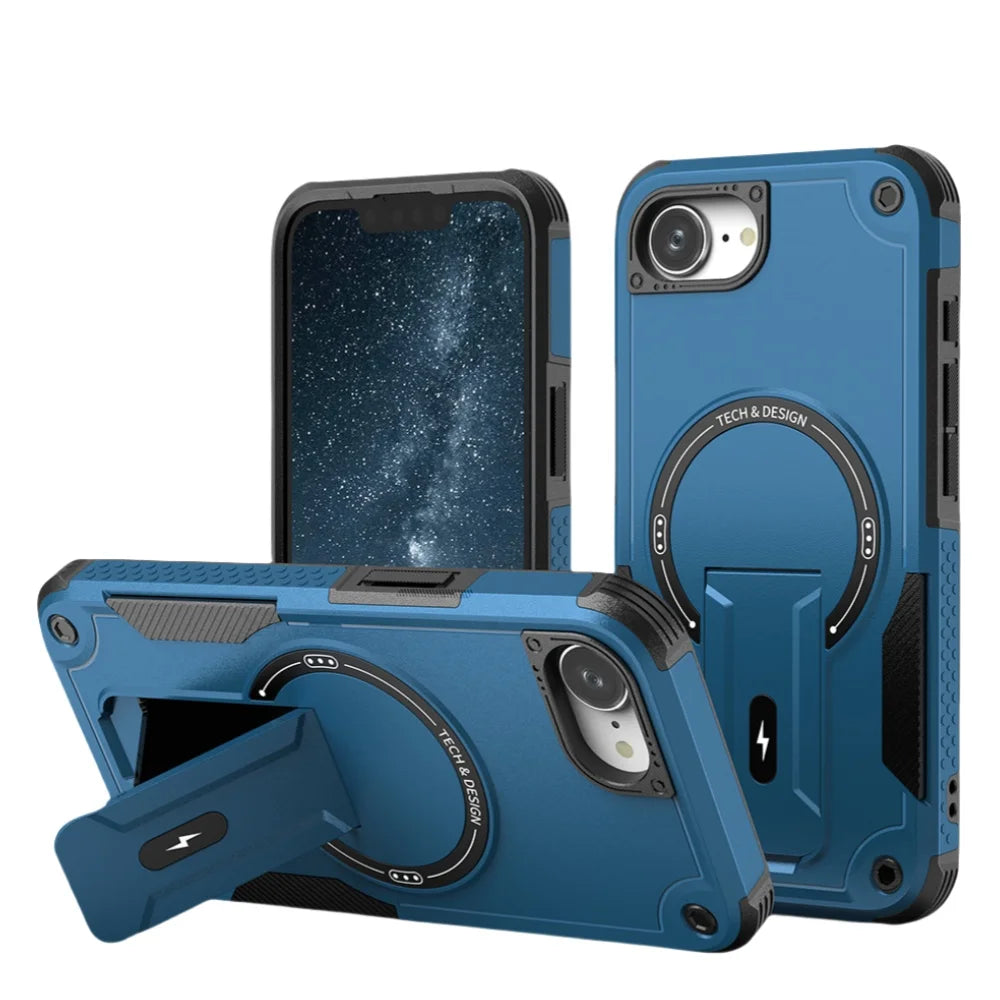 MyPhoneAura Armor Shockproof Case with Stand for iPhone 12–17 Series (Pro, Pro Max, Plus, Air)