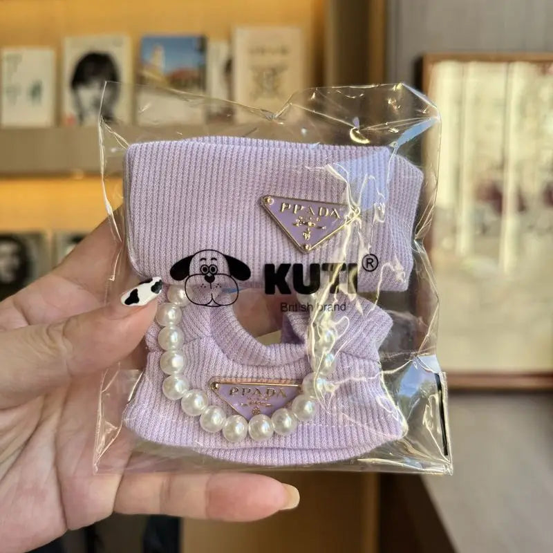Knitted Labubu Doll Clothes Set – Includes Hat, Pearl Necklace & Outfit | Cute Accessories for Labubu Dolls