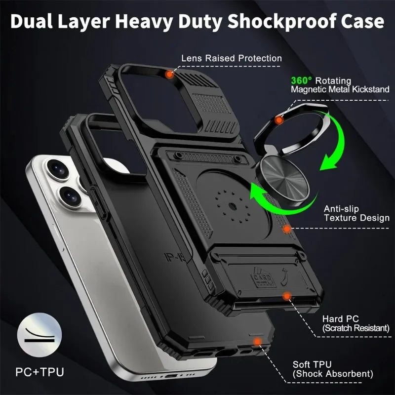 ArmorRing Military-Grade Magnetic Case | iPhone 13–17 Series | MyPhoneAura