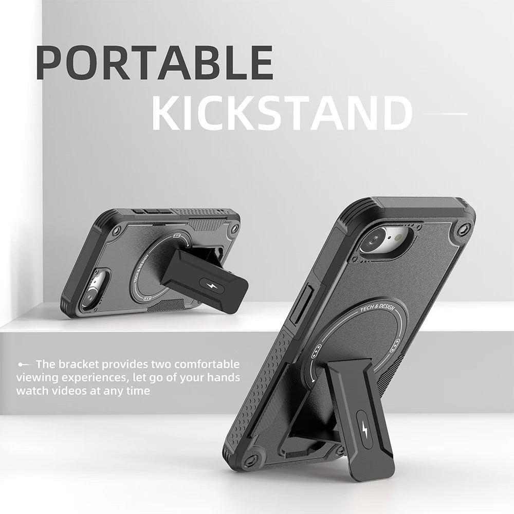 MyPhoneAura Armor Shockproof Case with Stand for iPhone 12–17 Series (Pro, Pro Max, Plus, Air)